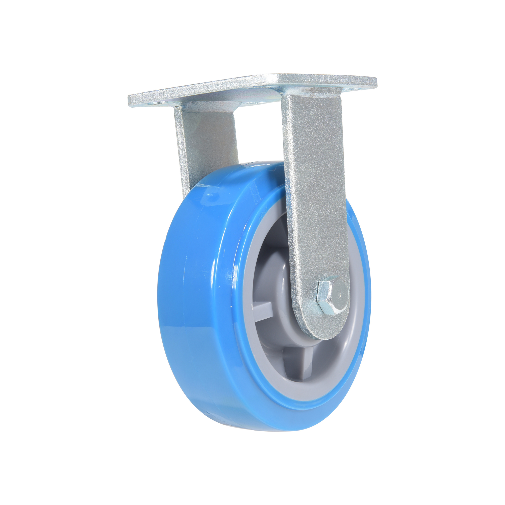 Vestil Polyurethane Rigid Caster - 6in. x 2in., 903-Lb. Capacity, Nylon Thread Guard, Blue, Model# CST-KB-6X2PUP-R